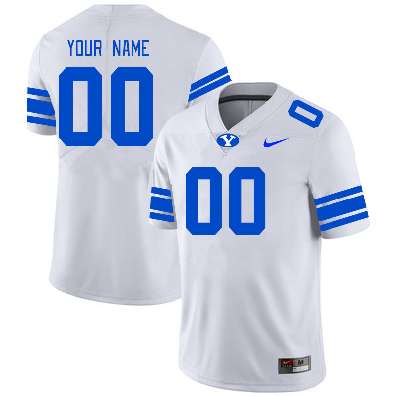 Custom BYU Cougars Name And Number College Football Jerseys Stitched-White - Click Image to Close